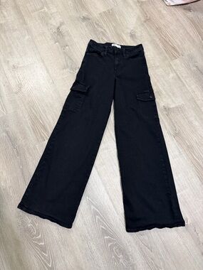Wide Leg Black Cargo Jeans - Women size 1